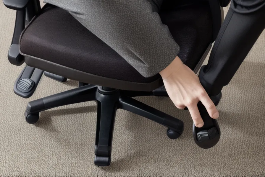 Gros plan sur l'ajustement d'une chaise de bureau ergonomique.